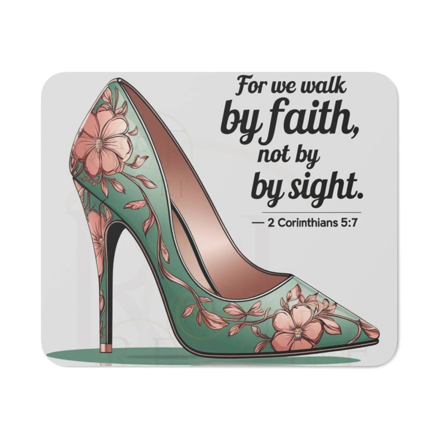 Floral High Heel Desk Mouse Pad - Inspirational Office Decor, Gift for Her, Christian Quote Mouse Pad, Elegant Home Office Accessory