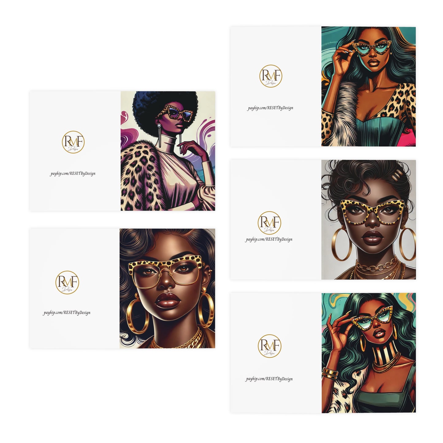 Greeting Cards, African American, Girlfriends, Fun, Whimsical, Any Occasion, Multi-Design Pack, Unique Stationery Set, Card Bundle