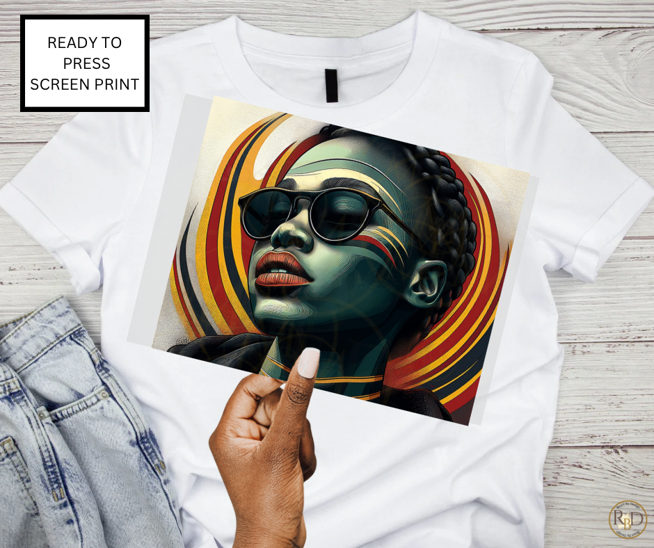 Ready to Press Screen Print – Bold Afrocentric Portrait Design