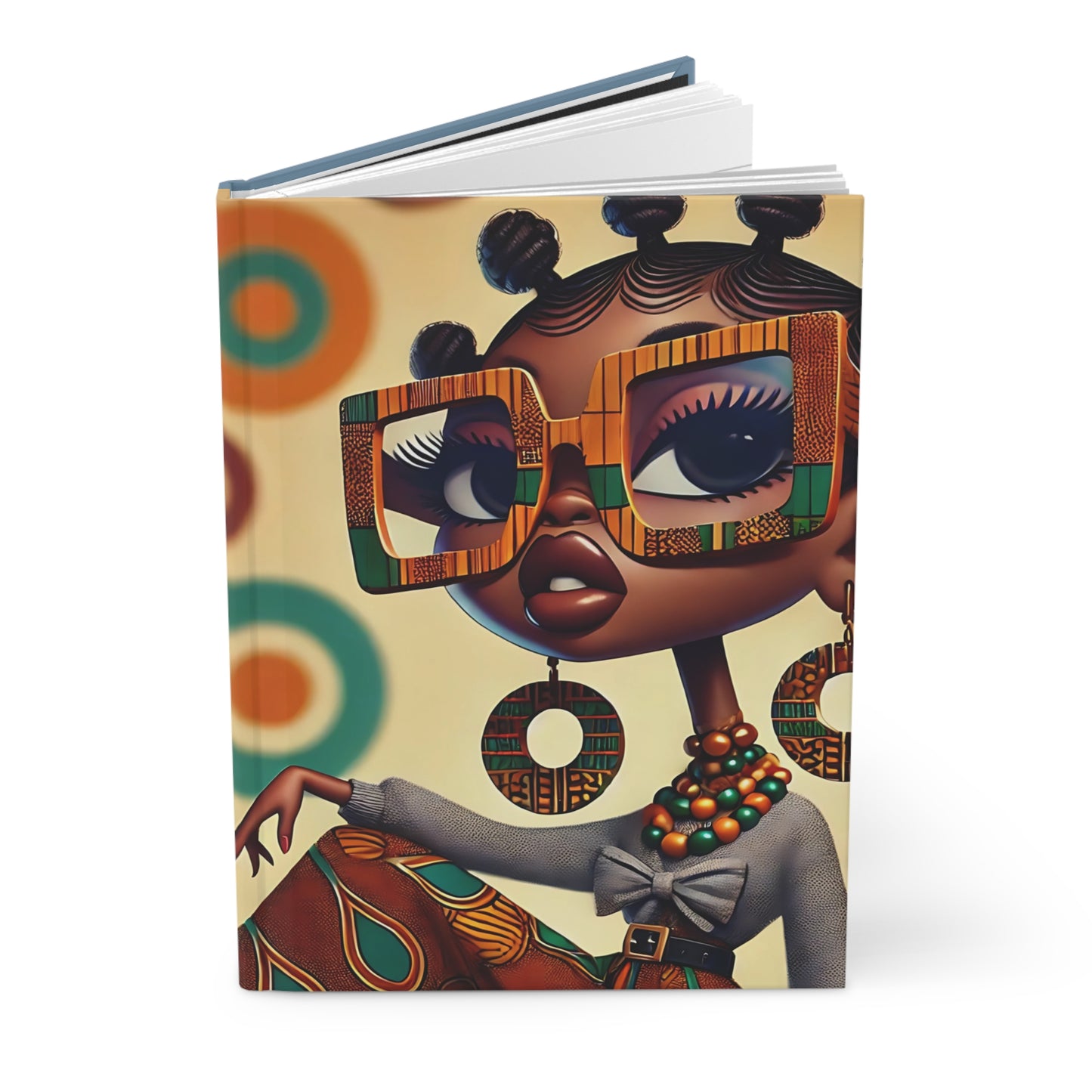 Chic Afrocentric Hardcover Journal, Modern Art Notebook, Stylish Writing Journal, Personalized Gift, Unique Stationery