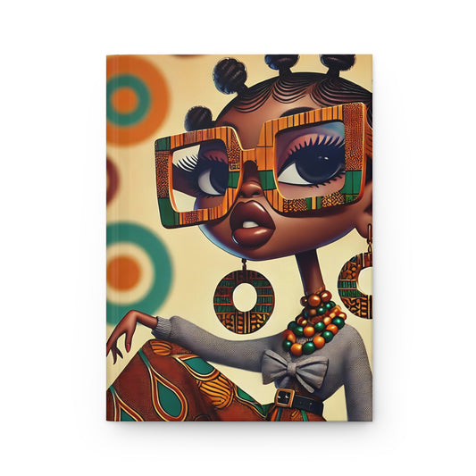 Chic Afrocentric Hardcover Journal, Modern Art Notebook, Stylish Writing Journal, Personalized Gift, Unique Stationery