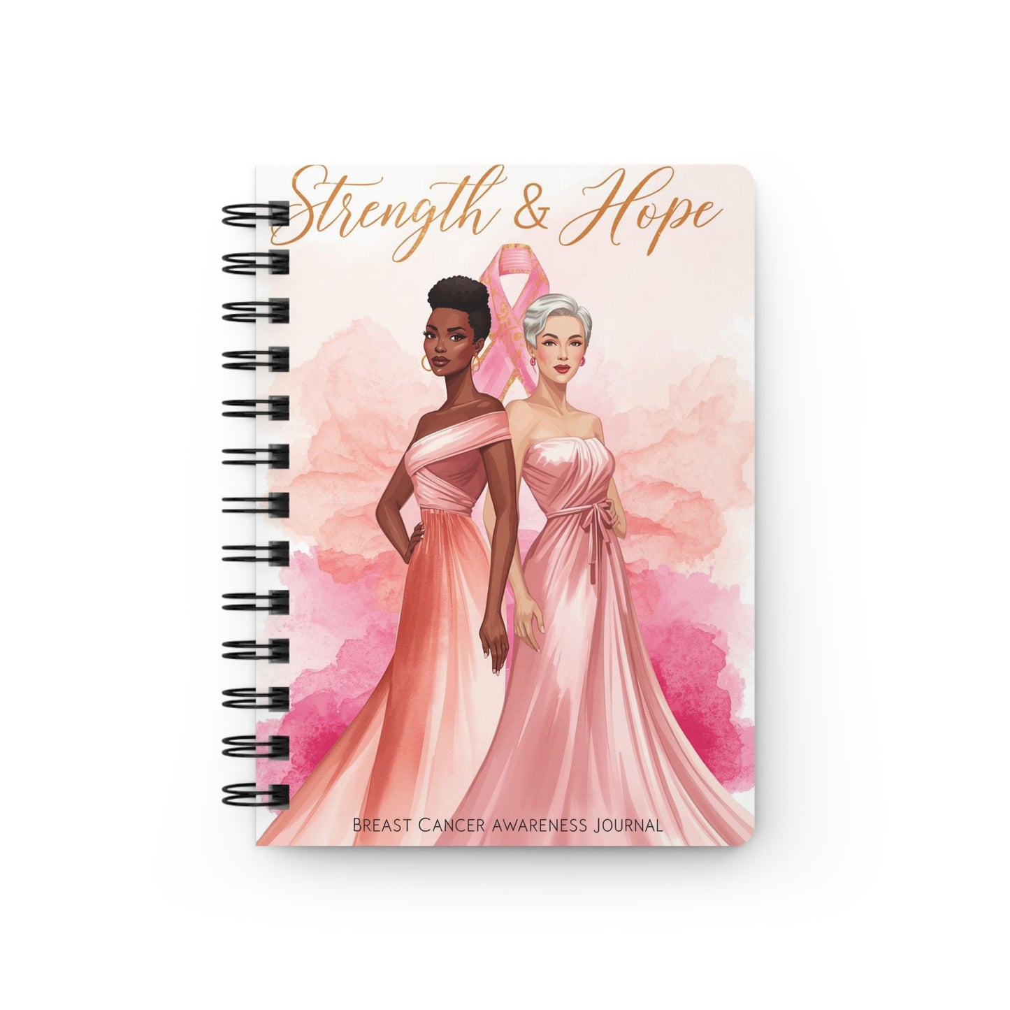 Breast Cancer Awareness Spiral Bound Journal, Strength & Hope, Inspirational Gift, Support Cancer Fighters, Self-Care Notebook, [...]