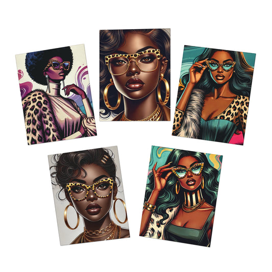 Greeting Cards, African American, Girlfriends, Fun, Whimsical, Any Occasion, Multi-Design Pack, Unique Stationery Set, Card Bundle