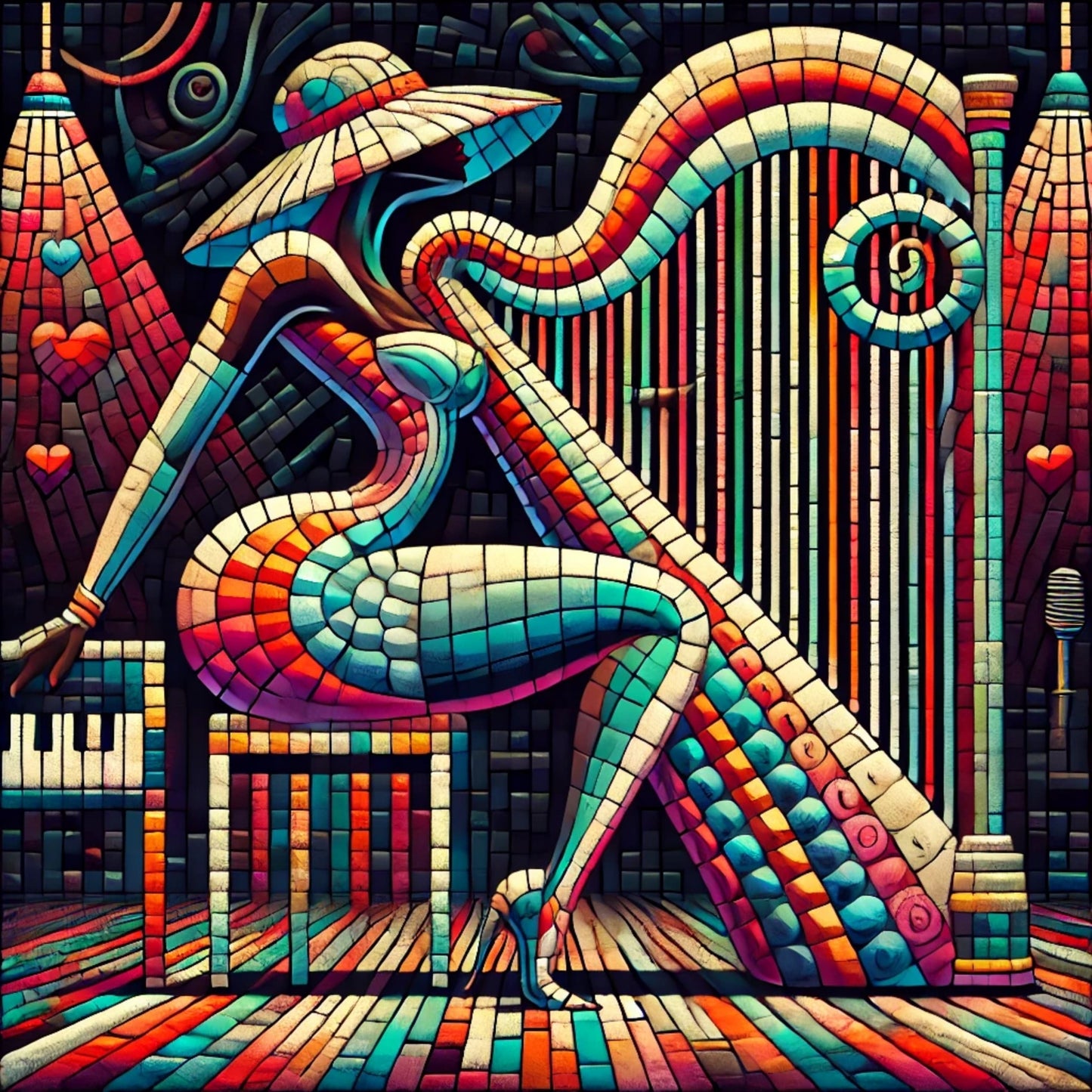 Mosaic Melody: Harp & Harmony