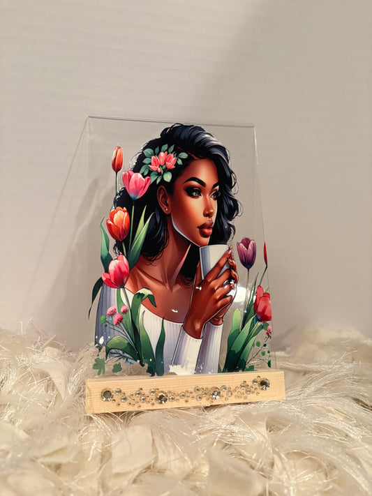 Blooming With Grace floral acrylic plaque